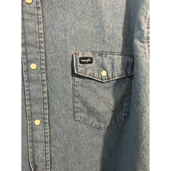 Vintage Wrangler Denim Pearl Snap Button Up Shirt - Size 2XLT - Picture 5 of 7